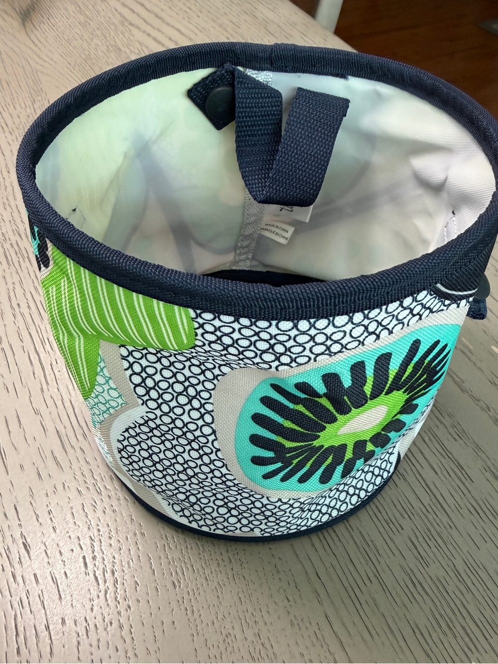 thirty-one Navy, Teal & Lime Floral Canvas Round Mini Storage Bin